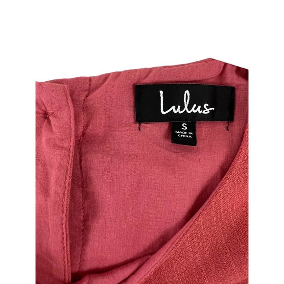 Lulus Women's Orange Solid Size Small Linen & Rayon Shirt Top Blouse Button Back - Picture 2 of 6